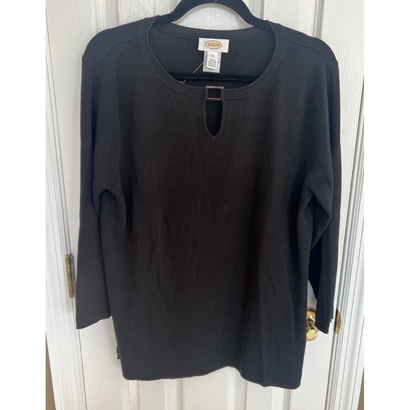 Talbots Tops - Talbots Black Keyhole Top XL Goth Capsule Wardrobe Office Old Money   $78